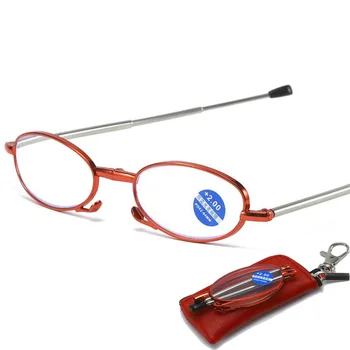 YURERSH Skladacie Okuliare na Čítanie Ultralight Malé Presbyopic Okuliare Proti Modré Svetlo na Zips, Taška Skladacia Čitateľov Okuliare Y30