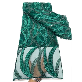 Zelená Tylu Čipky Textílie Flitrami Afriky Čipky Textílie 2021 Vyšívané Čipky Textílie Čistý Čipky 5 metrov Nigérijský Pre Asoebi Šitie