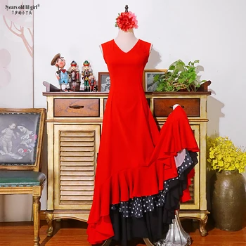 Španielsky Tanec Šaty Flamenco Praxi Sukne Nosiť Ženy EK02