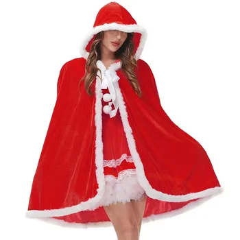 Žena Halloween Červená Vianočné Plášť Kostýmy Žena Santa Claus Cosplay Karneval Purim Nočný Klub Bar, Hranie Rolí Show Party Šaty