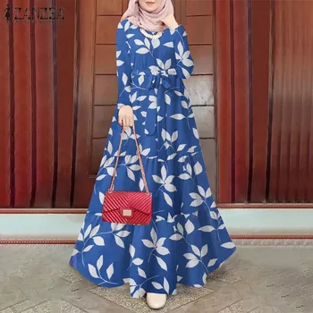 Ženy Vintage Polka Dot Tlačené Šaty Islamskej Dlhé Šaty, Moslim Abaya 2022 Nové Jeseň Elegantné Dámy Čipky Oblečenie